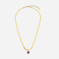 Elise – Gold Snake Necklace with Amethyst or Emerald