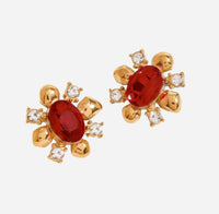 Sylvia – Bold Floral Earrings with Ruby