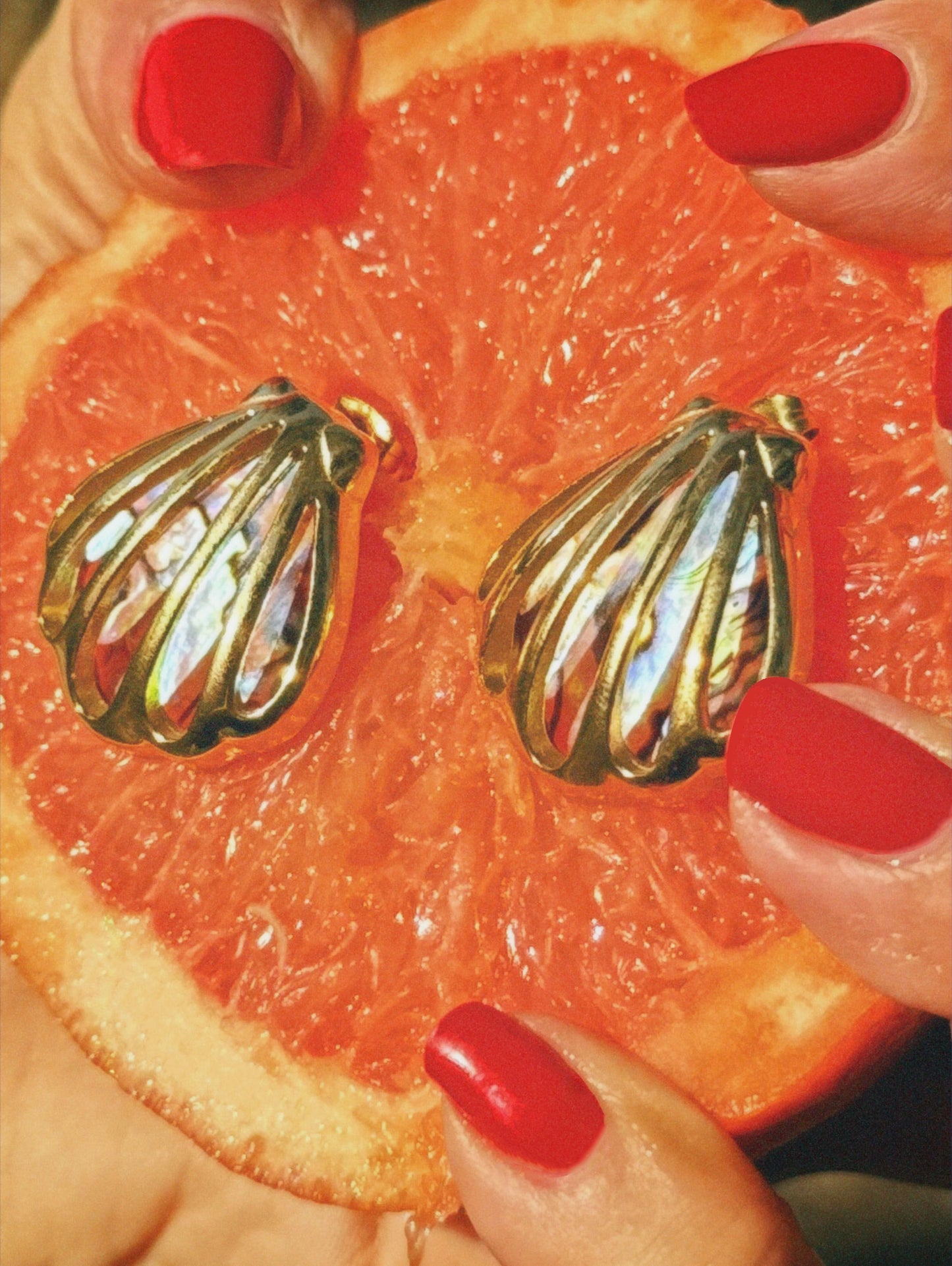 Waterproof 18K gold-plated stainless steel seashell stud earrings with natural abalone shell, iridescent women’s jewelry Lebanon