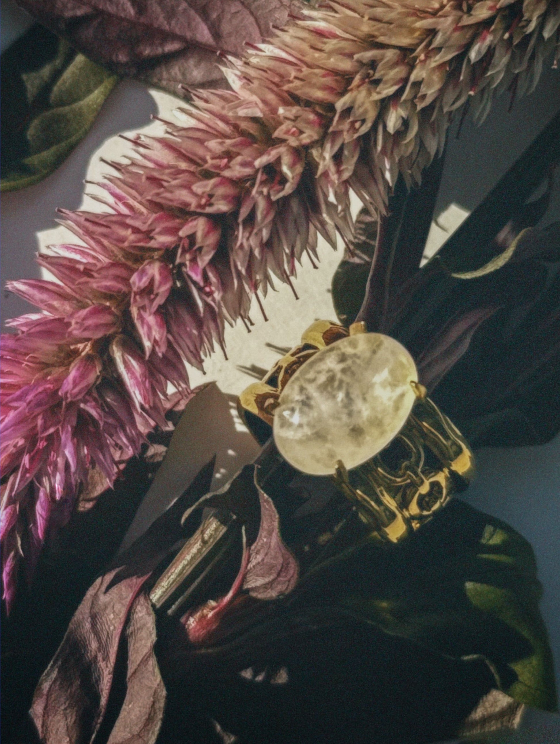 Waterproof 18K gold-plated stainless steel wide band ring with oval white crystal stone, women’s statement jewelry Lebanon