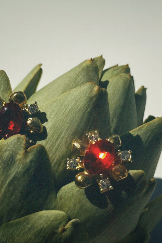 Waterproof 18K gold plated red zircon earrings for women in Lebanon